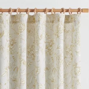 Floral Linen Blend Curtains  50 x 96” Farmhouse French Country Mustard Yellow